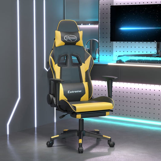 Gaming Chair Black and Gold Faux leather, metal, plywood, foam