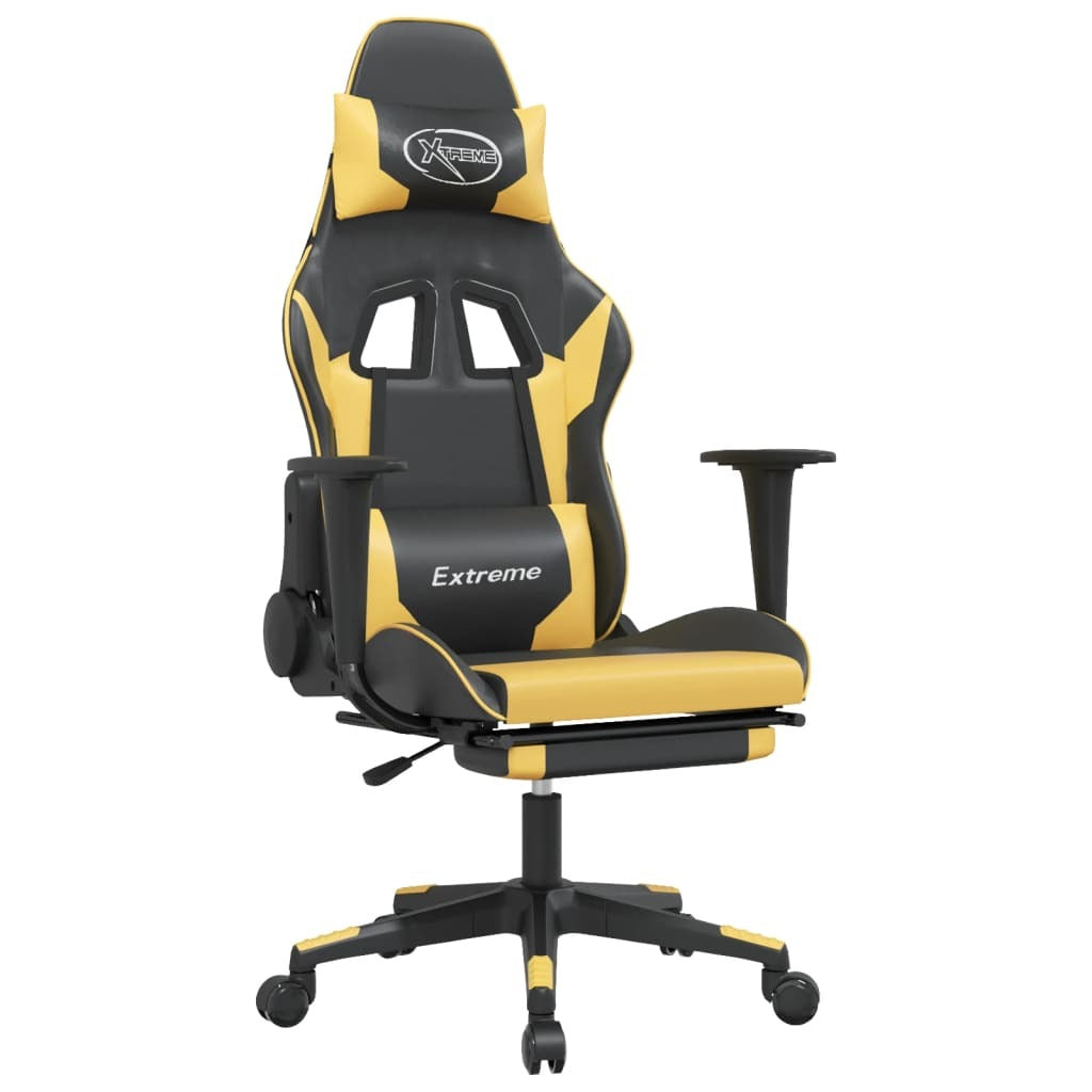 Gaming Chair Black and Gold Faux leather, metal, plywood, foam