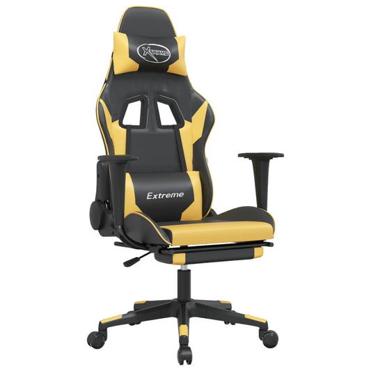 Gaming Chair Black and Gold Faux leather, metal, plywood, foam