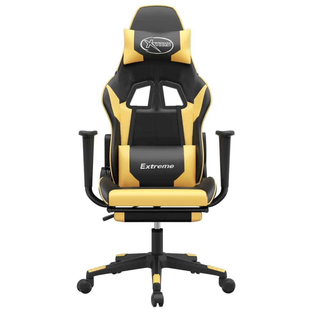 Gaming Chair Black and Gold Faux leather, metal, plywood, foam