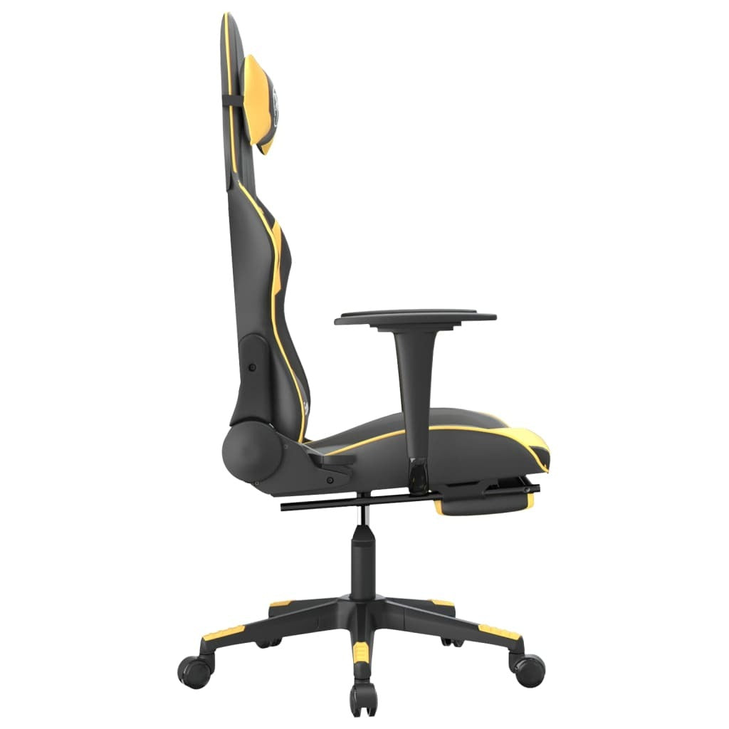 Gaming Chair Black and Gold Faux leather, metal, plywood, foam