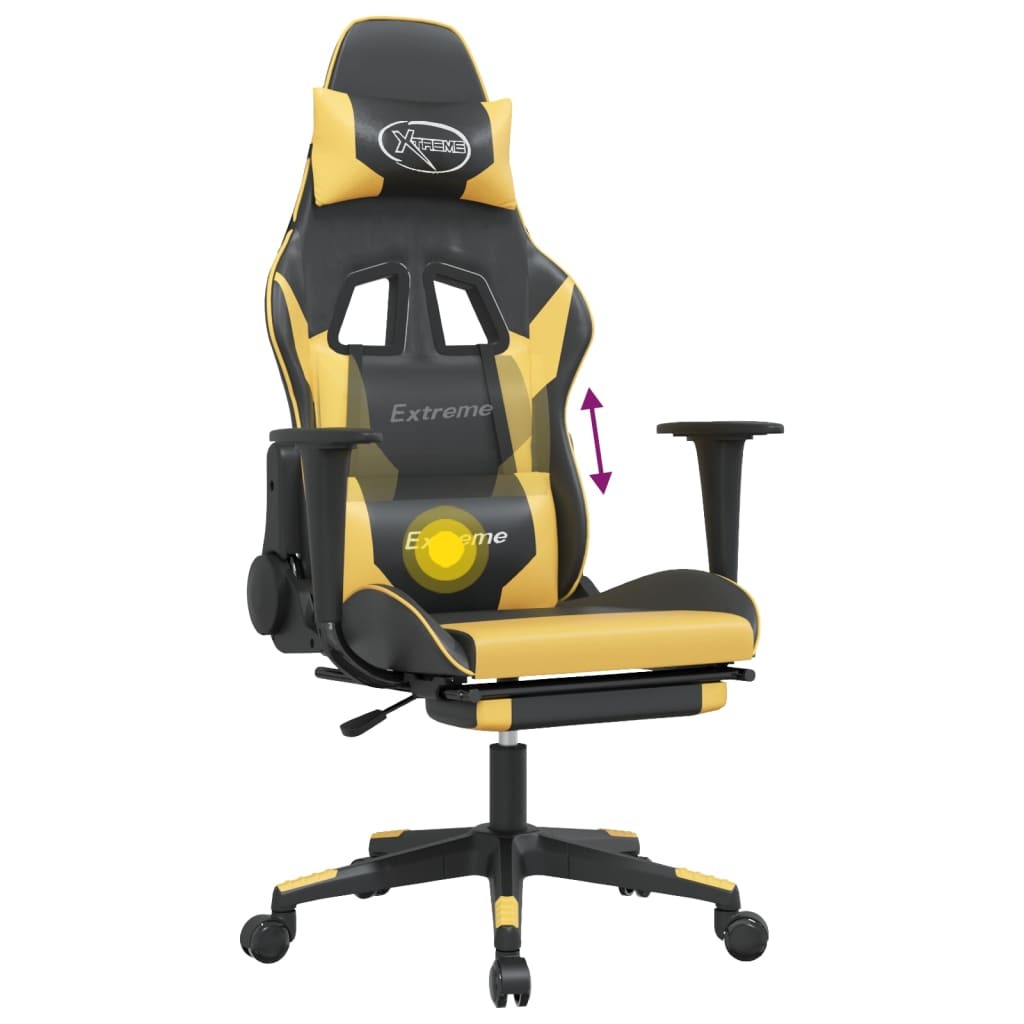 Gaming Chair Black and Gold Faux leather, metal, plywood, foam
