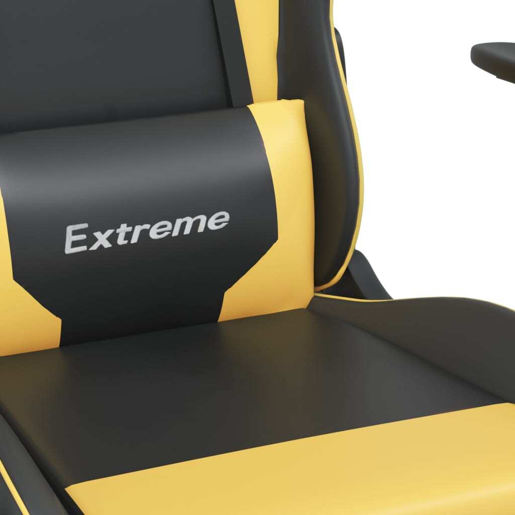 Gaming Chair Black and Gold Faux leather, metal, plywood, foam