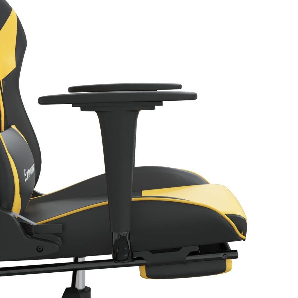 Gaming Chair Black and Gold Faux leather, metal, plywood, foam