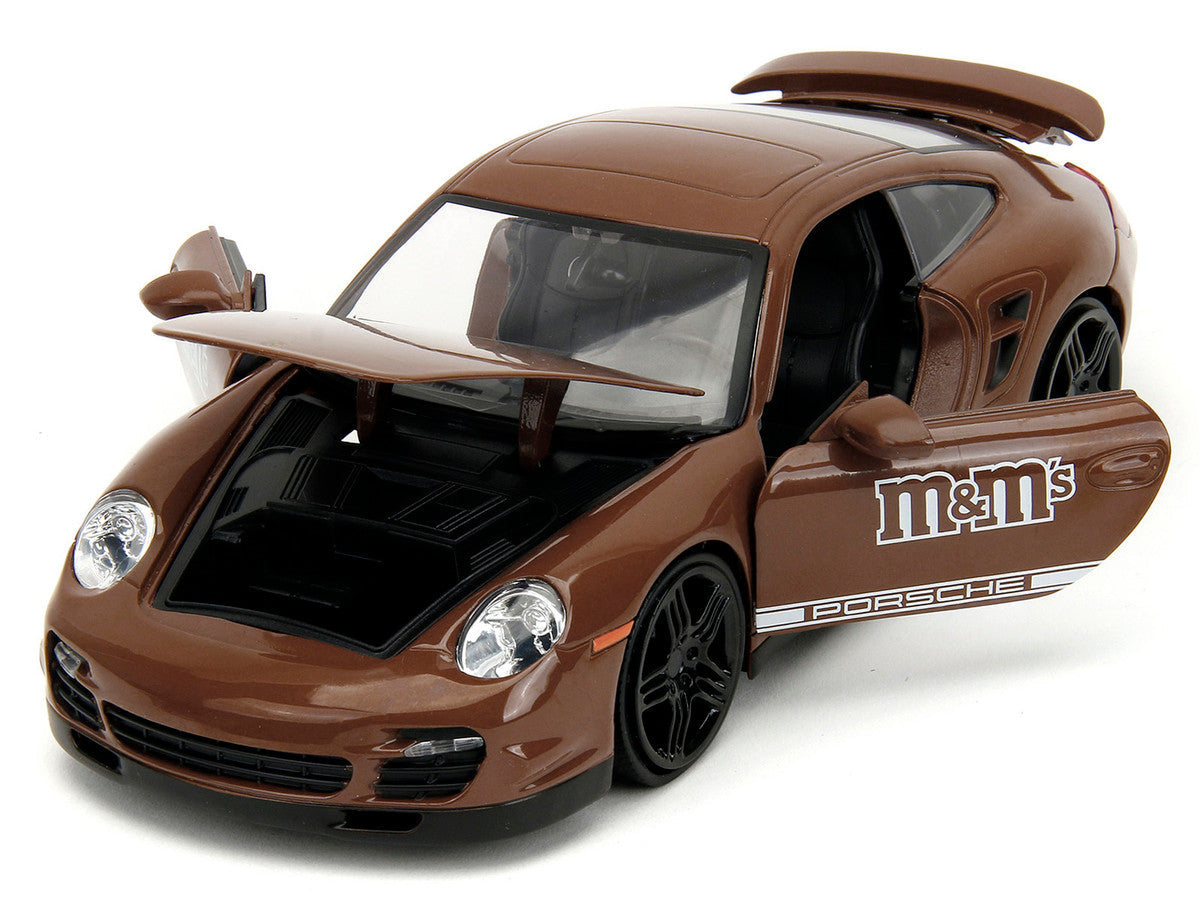 Porsche 911 Turbo Brown and Brown M&M Diecast Figure "M&M's" "Hollywood Rides" Series 1/24 Diecast Model Car by Jada Jada