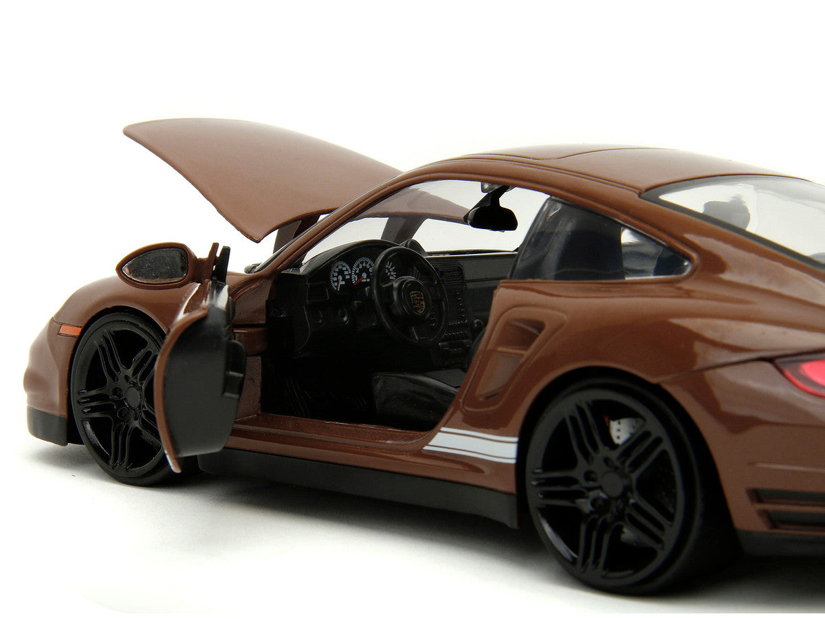 Porsche 911 Turbo Brown and Brown M&M Diecast Figure "M&M's" "Hollywood Rides" Series 1/24 Diecast Model Car by Jada Jada