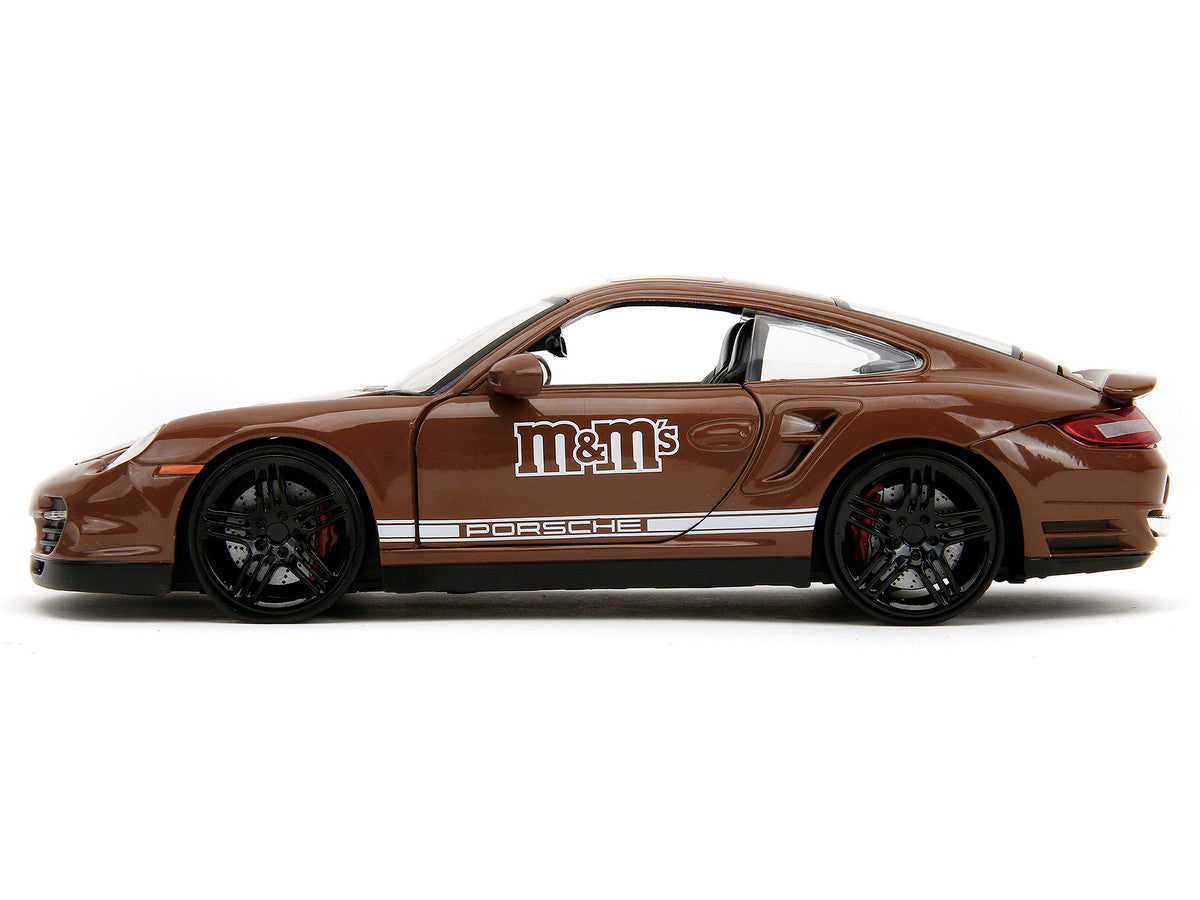 Porsche 911 Turbo Brown and Brown M&M Diecast Figure "M&M's" "Hollywood Rides" Series 1/24 Diecast Model Car by Jada Jada