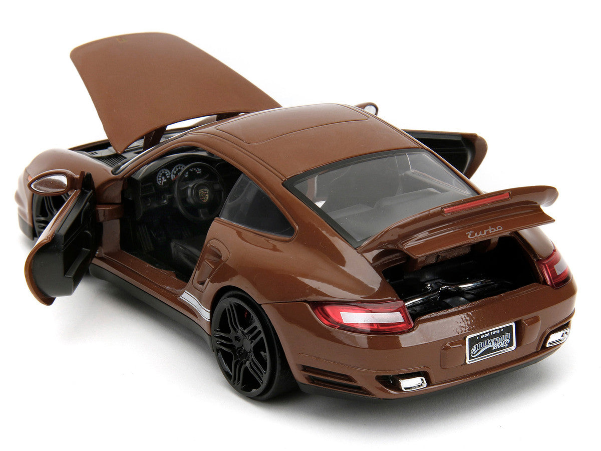 Porsche 911 Turbo Brown and Brown M&M Diecast Figure "M&M's" "Hollywood Rides" Series 1/24 Diecast Model Car by Jada Jada