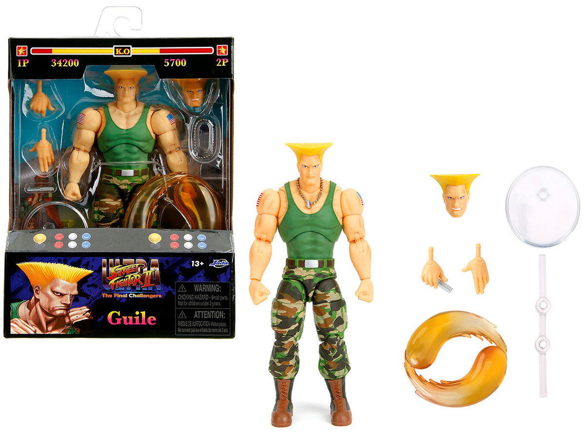 Guile 6" Moveable Figure with Accessories and Alternate Head and Hands "Ultra Street Fighter II: The Final Challengers" (2017) Video Game Model by Jada Jada