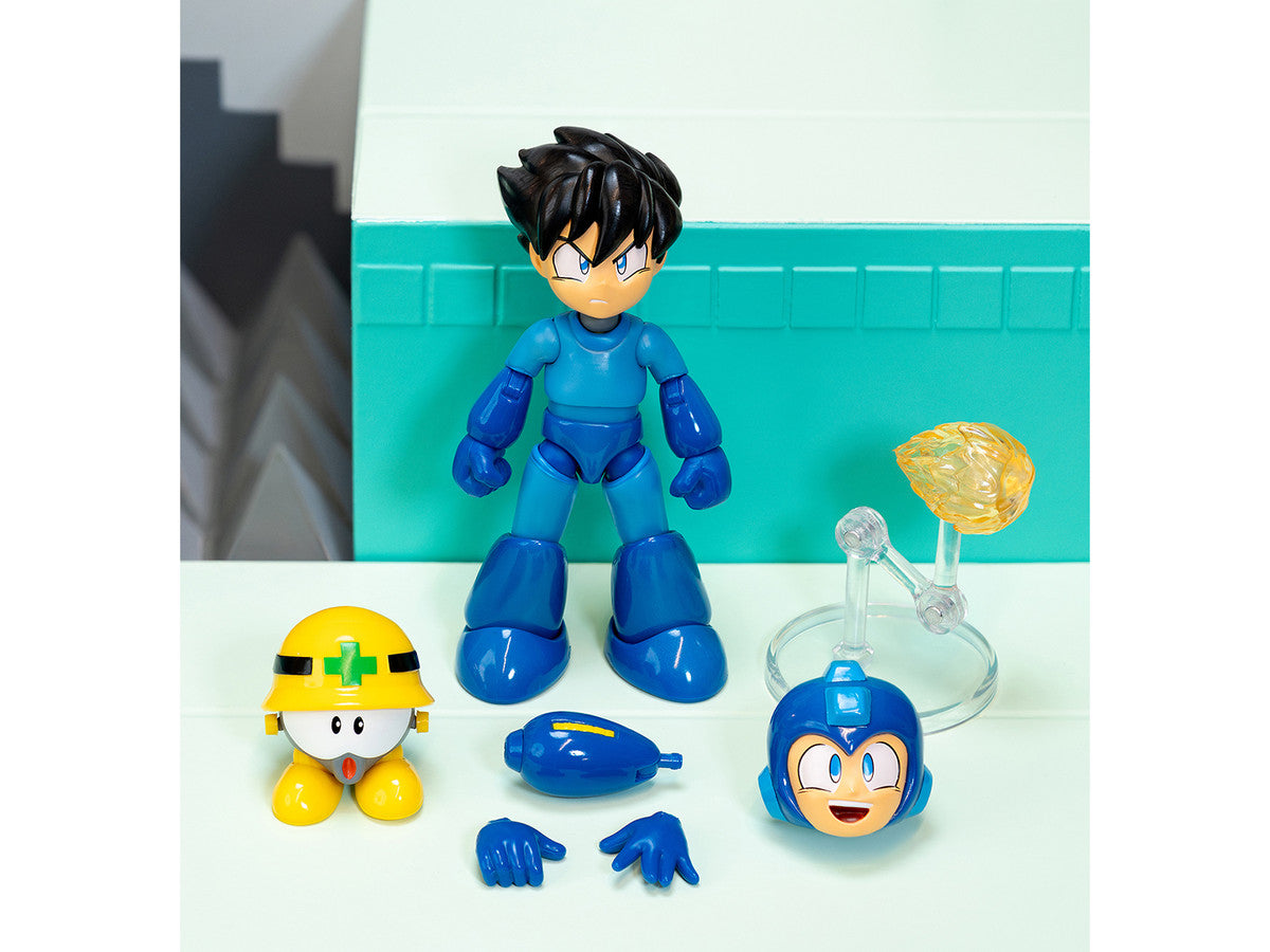 Mega Man 4.5" Moveable Figure (Deluxe Version) with Accessories and Alternate Head and Hands "Mega Man" (1987) Video Game Model by Jada-1