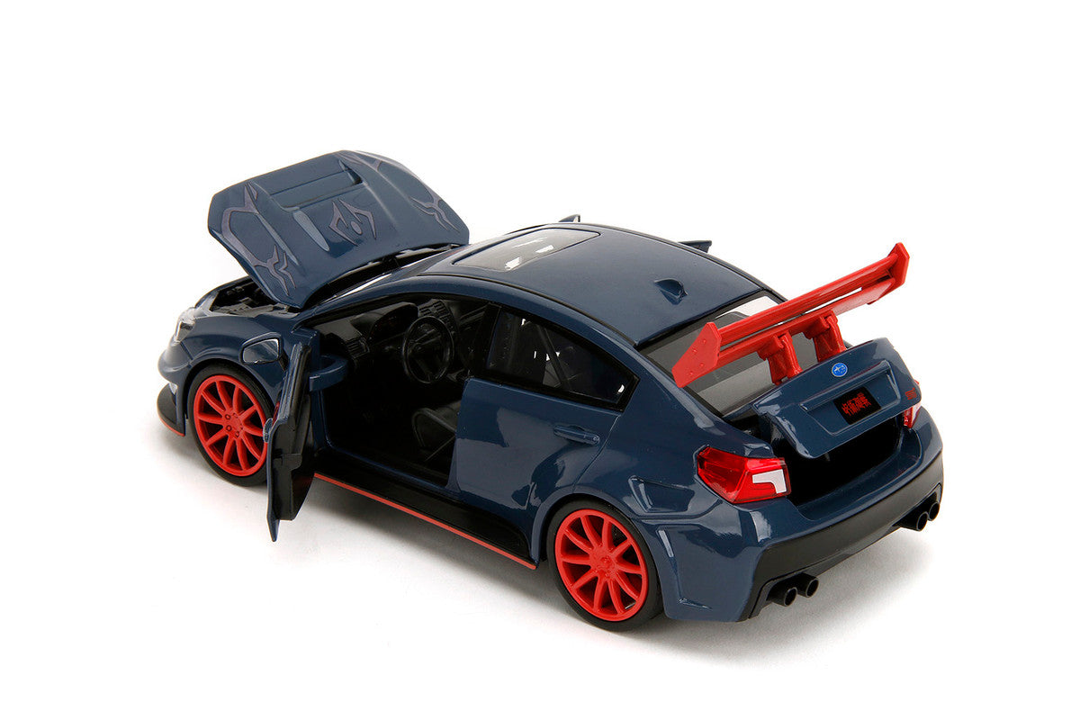 2016 Subaru WRX STI Widebody Dark Blue and Yuji Itadori Diecast Figure "Jujutsu Kaisen" (2020–2023) TV Series "Anime Hollywood Rides" Series 1/24 Diecast Model Car by Jada Jada