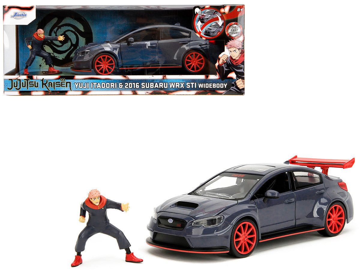 2016 Subaru WRX STI Widebody Dark Blue and Yuji Itadori Diecast Figure "Jujutsu Kaisen" (2020–2023) TV Series "Anime Hollywood Rides" Series 1/24 Diecast Model Car by Jada Jada