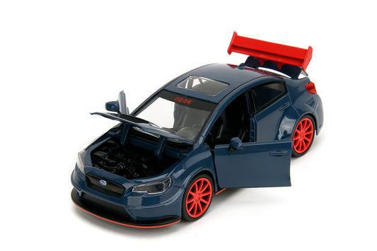 2016 Subaru WRX STI Widebody Dark Blue and Yuji Itadori Diecast Figure "Jujutsu Kaisen" (2020-2023) TV Series "Anime Hollywood Rides" Series 1/24 Diecast Model Car by Jada
