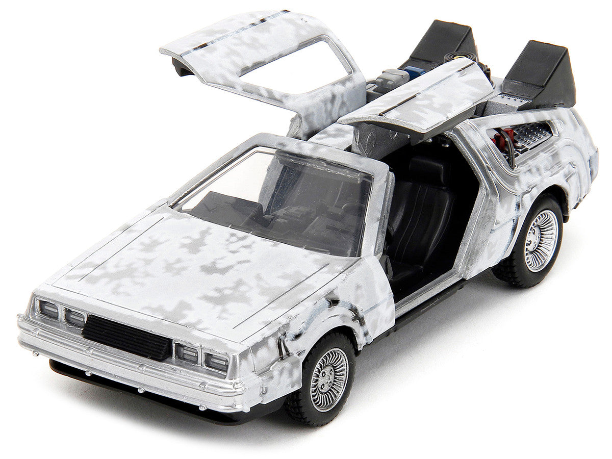 DMC DeLorean Time Machine Brushed Metal (Frost Version) "Back to the Future" (1985) Movie "Hollywood Rides" Series 1/32 Diecast Model Car by Jada Jada