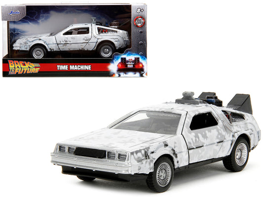 DMC DeLorean Time Machine Brushed Metal (Frost Version) "Back to the Future" (1985) Movie "Hollywood Rides" Series 1/32 Diecast Model Car by Jada-0