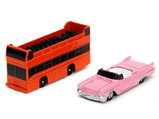 "Hollywood 100" Walk of Fame Diorama with Pink Convertible and Double-Decker Bus "Nano Scene" Series model by Jada Jada