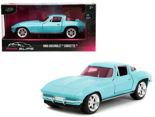 1966 Chevrolet Corvette Light Blue with Pink Tinted Windows "Pink Slips" Series 1/32 Diecast Model Car by Jada Jada