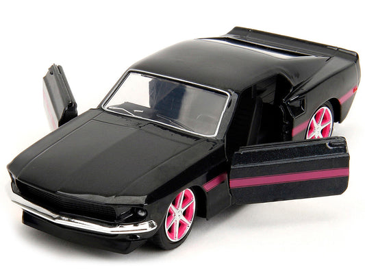 1969 Ford Mustang Black Metallic with Pink Stripes and Wheels "Pink Slips" Series 1/32 Diecast Model Car by Jada Jada