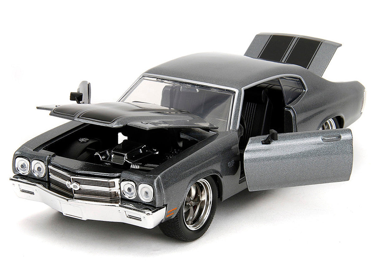 1970 Chevrolet Chevelle SS Gray Metallic with Black Stripes "Fast & Furious" (2009) Movie "Fast & Furious 25th Anniversary" Series 1/24 Diecast Model Car by Jada Jada
