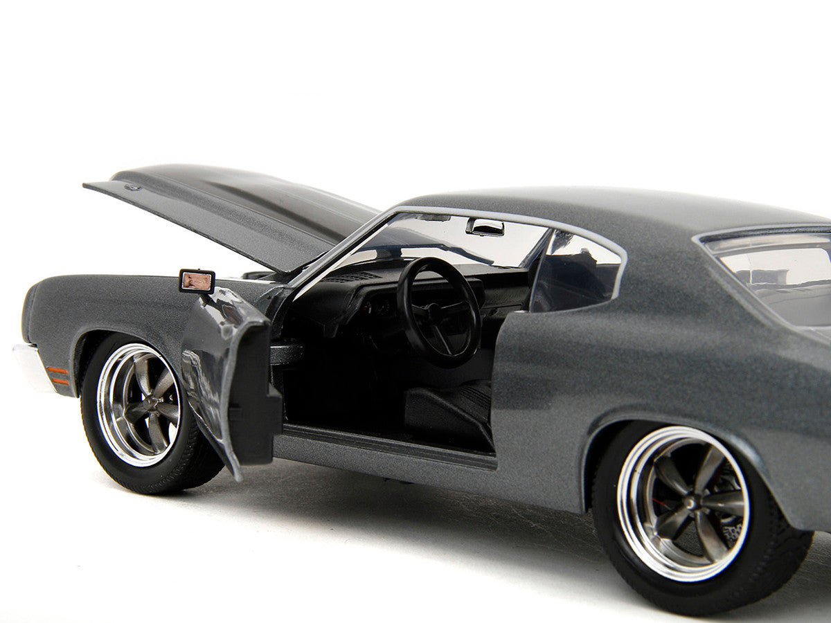 1970 Chevrolet Chevelle SS Gray Metallic with Black Stripes "Fast & Furious" (2009) Movie "Fast & Furious" Series 1/24 Diecast Model Car by Jada Jada