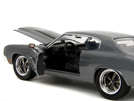 1970 Chevrolet Chevelle SS Gray Metallic with Black Stripes "Fast & Furious" (2009) Movie "Fast & Furious 25th Anniversary" Series 1/24 Diecast Model Car by Jada-1