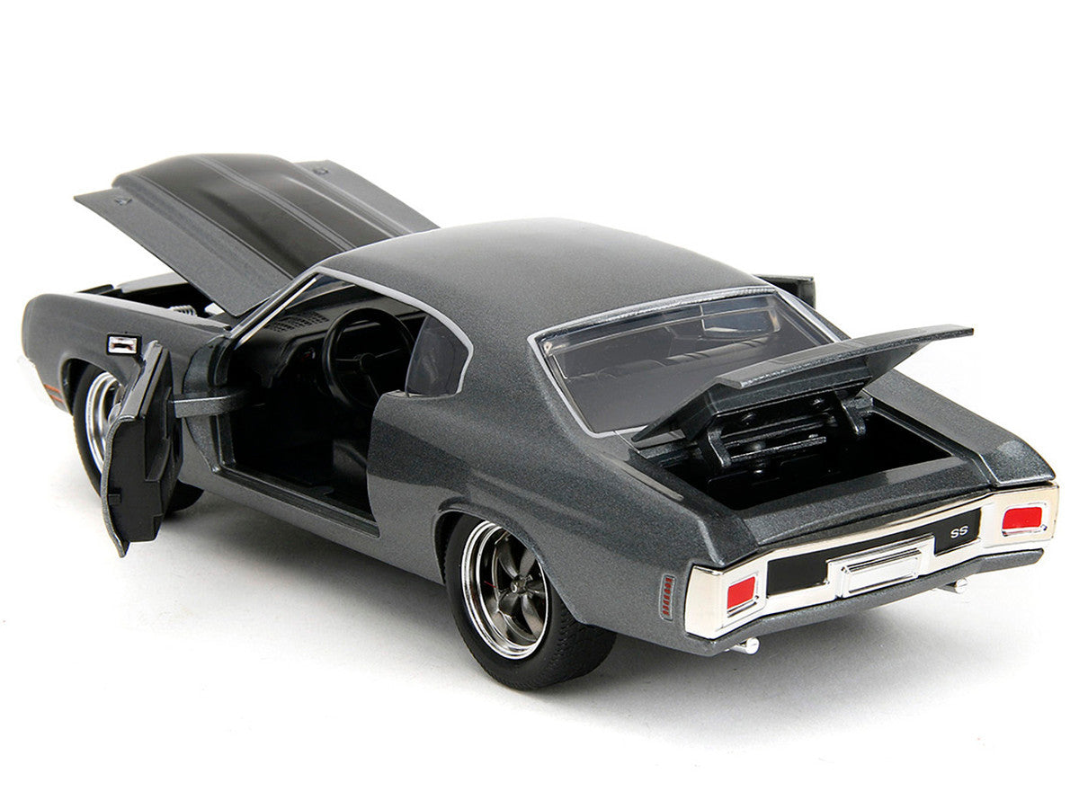 1970 Chevrolet Chevelle SS Gray Metallic with Black Stripes "Fast & Furious" (2009) Movie "Fast & Furious 25th Anniversary" Series 1/24 Diecast Model Car by Jada Jada