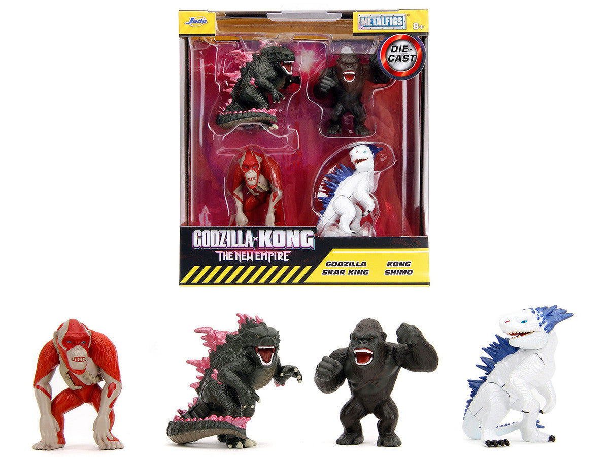 Set of 4 Diecast Figures "Godzilla x Kong: The New Empire" (2024) Movie "Metalfigs" Series Diecast Models by Jada Jada