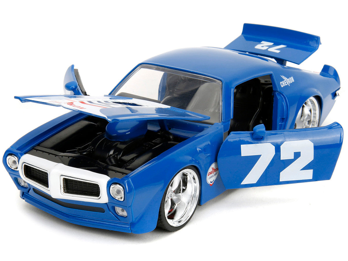 1972 Pontiac Firebird #72 Blue with White Stripe "Chevron" "Bigtime Muscle" Series 1/24 Diecast Model Car by Jada Jada