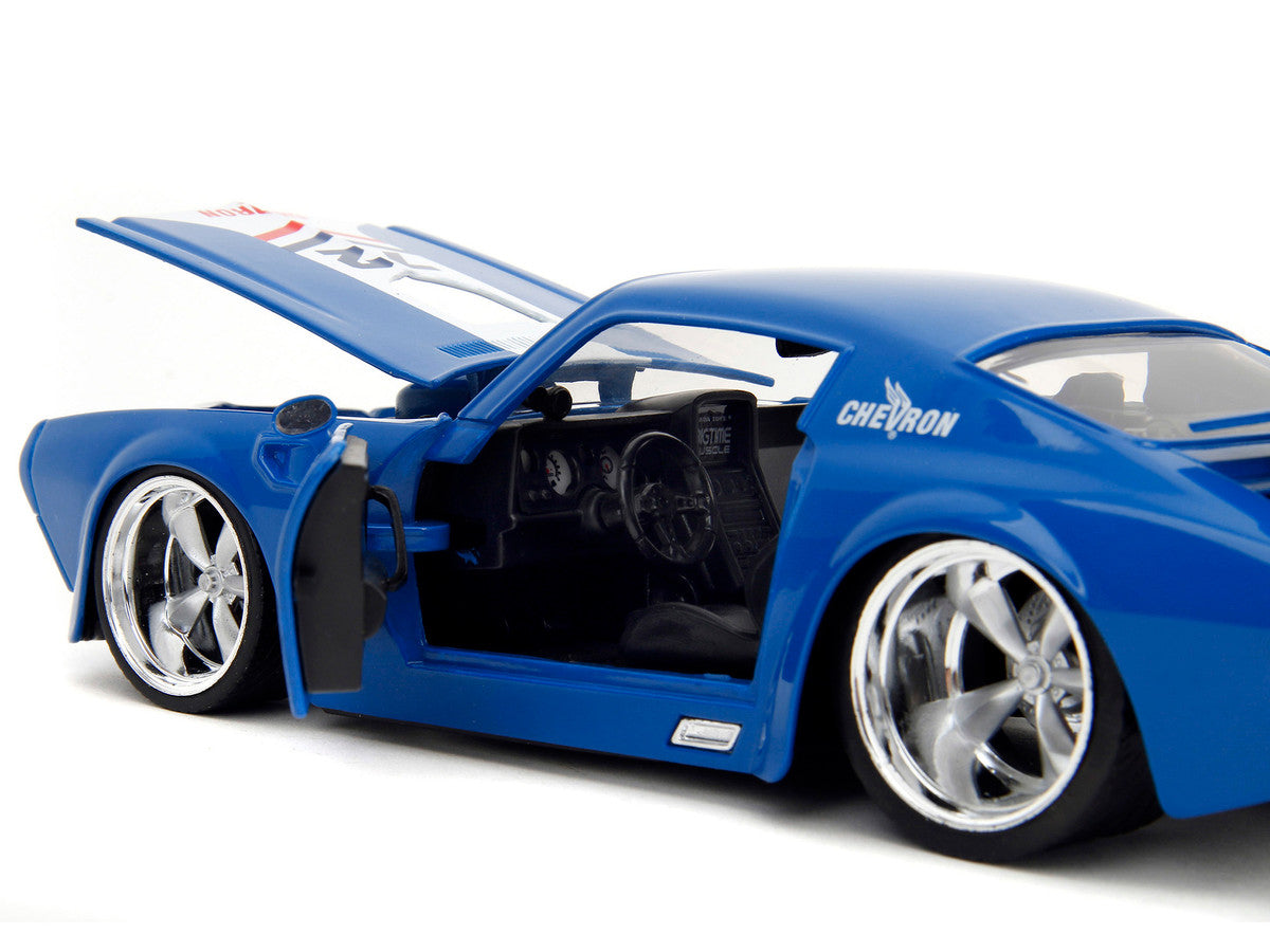 1972 Pontiac Firebird #72 Blue with White Stripe "Chevron" "Bigtime Muscle" Series 1/24 Diecast Model Car by Jada Jada