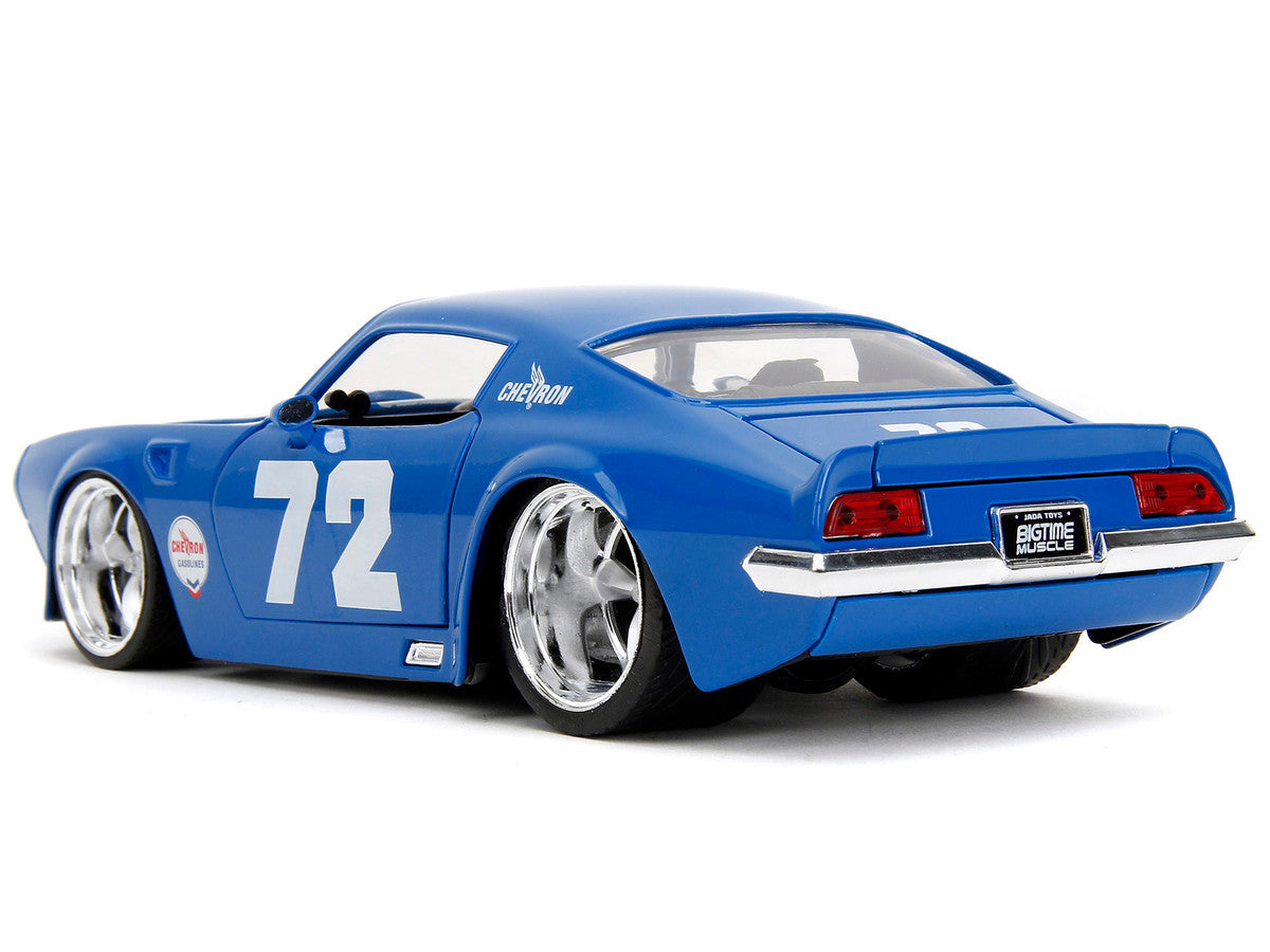 1972 Pontiac Firebird #72 Blue with White Stripe "Chevron" "Bigtime Muscle" Series 1/24 Diecast Model Car by Jada Jada