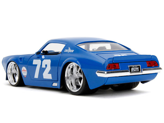 1972 Pontiac Firebird #72 Blue with White Stripe "Chevron" "Bigtime Muscle" Series 1/24 Diecast Model Car by Jada Jada