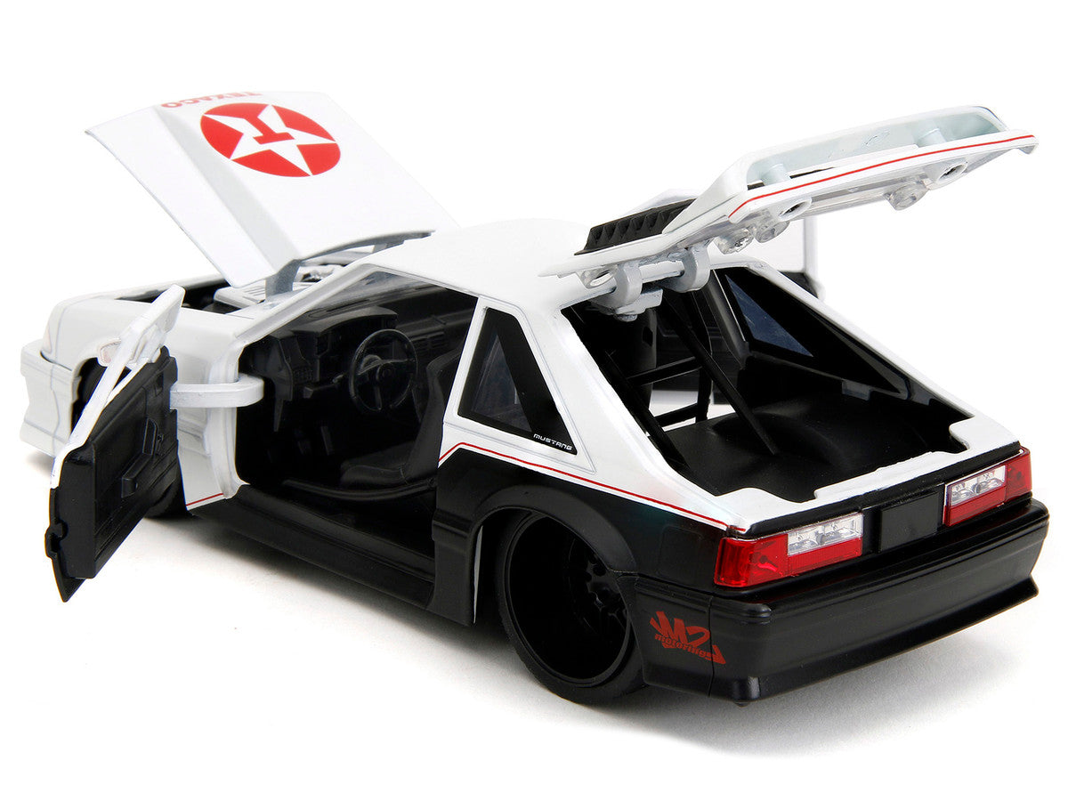 1989 Ford Mustang GT "Texaco" White and Matt Black with Graphics "Bigtime Muscle" Series 1/24 Diecast Model Car by Jada-3