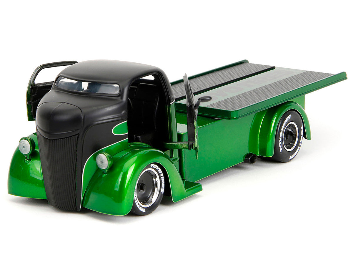 1947 Ford COE Flatbed Truck Green Metallic and Matt Black "Toyo Tires" with Extra Wheels "Just Trucks" Series 1/24 Diecast Model Car by Jada Jada