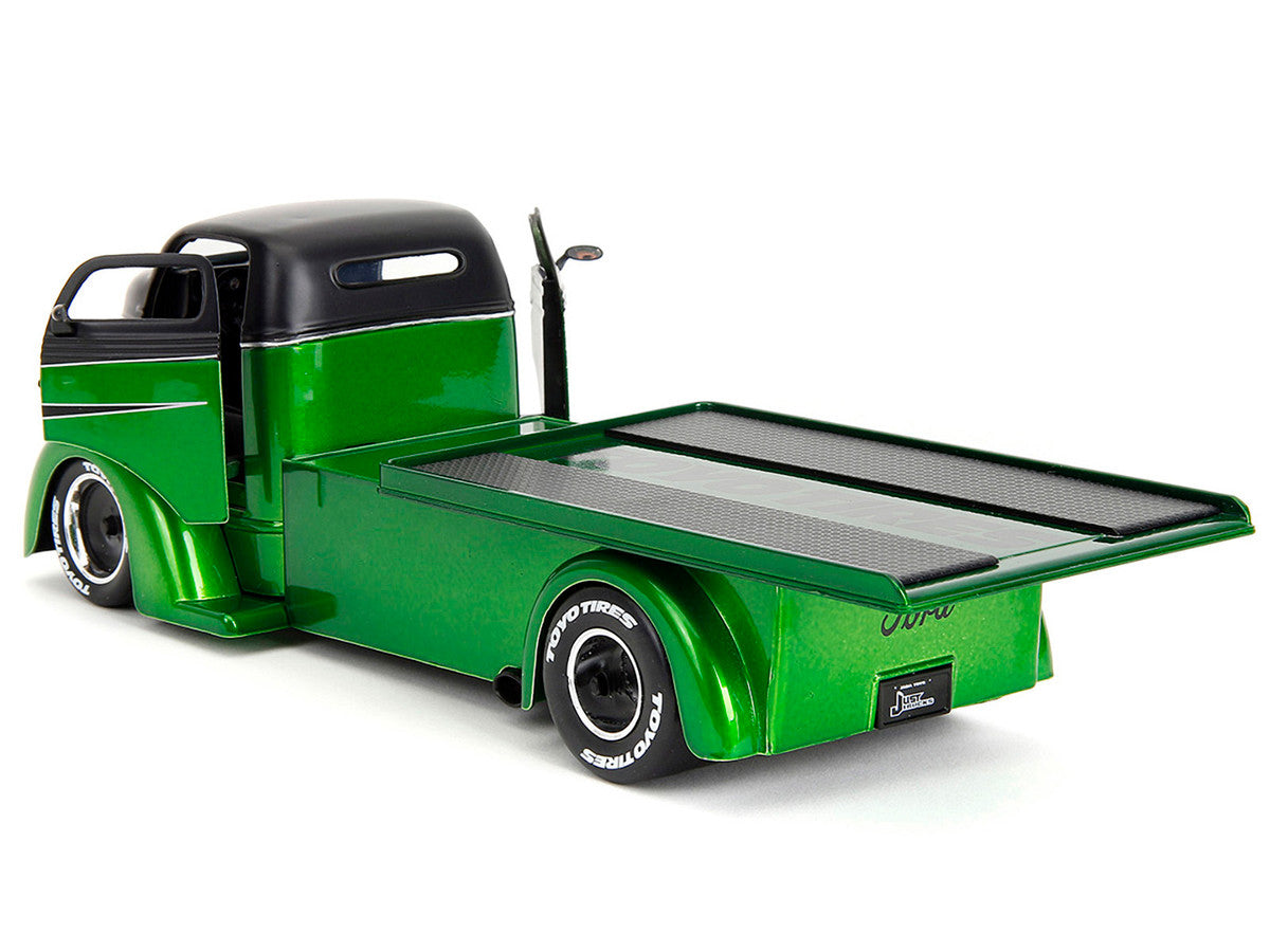 1947 Ford COE Flatbed Truck Green Metallic and Matt Black "Toyo Tires" with Extra Wheels "Just Trucks" Series 1/24 Diecast Model Car by Jada Jada