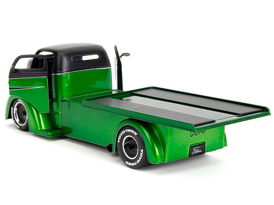 1947 Ford COE Flatbed Truck Green Metallic and Matt Black "Toyo Tires" with Extra Wheels "Just Trucks" Series 1/24 Diecast Model Car by Jada Jada