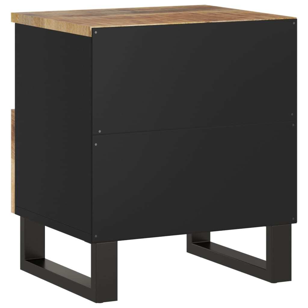 Bedside Cabinet Set of 2 Natural Mango Wood and Black W2B