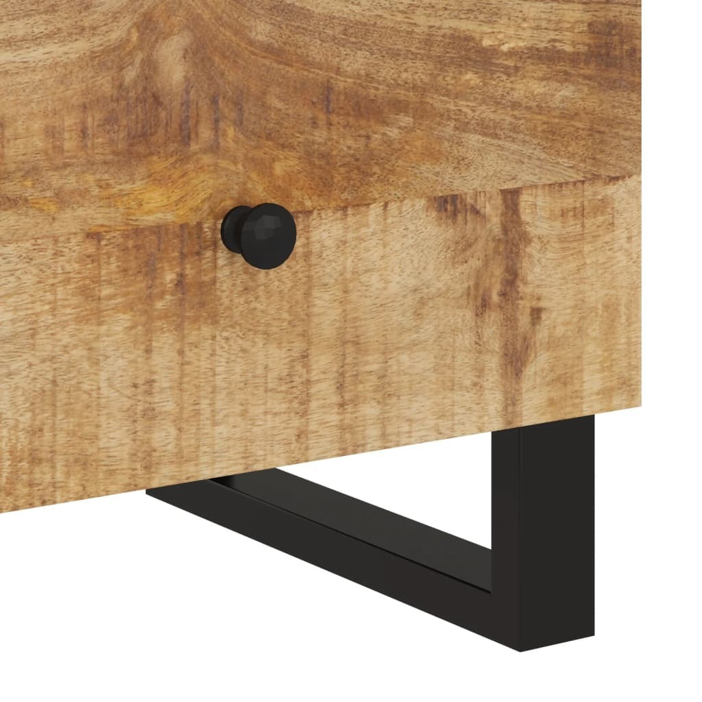 Bedside Cabinet Set of 2 Natural Mango Wood and Black W2B