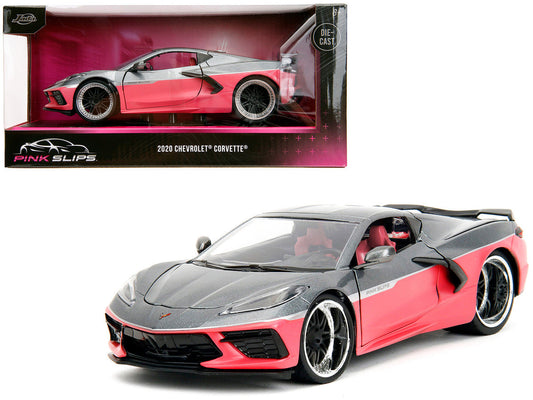 2020 Chevrolet Corvette Gray Metallic and Pink "Pink Slips" Series 1/24 Diecast Model Car by Jada Jada