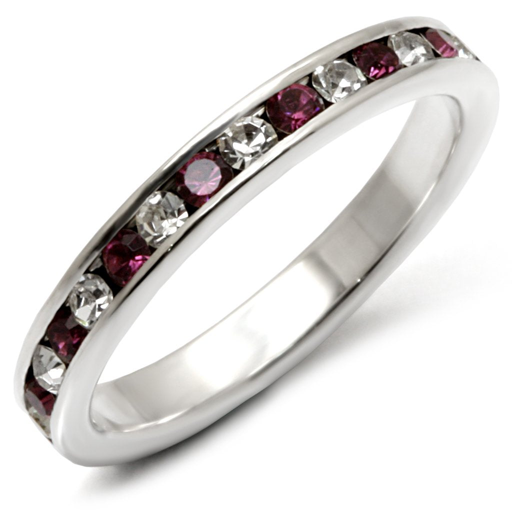 35126 - High-Polished 925 Sterling Silver Ring with Top Grade Crystal  in Amethyst-0