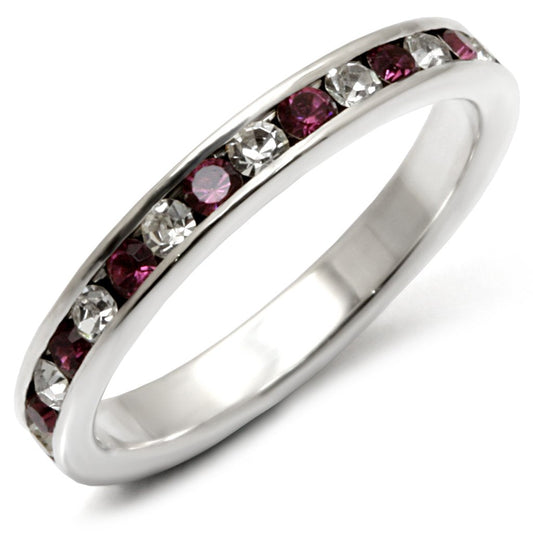 35126 - High-Polished 925 Sterling Silver Ring with Top Grade Crystal  in Amethyst-0