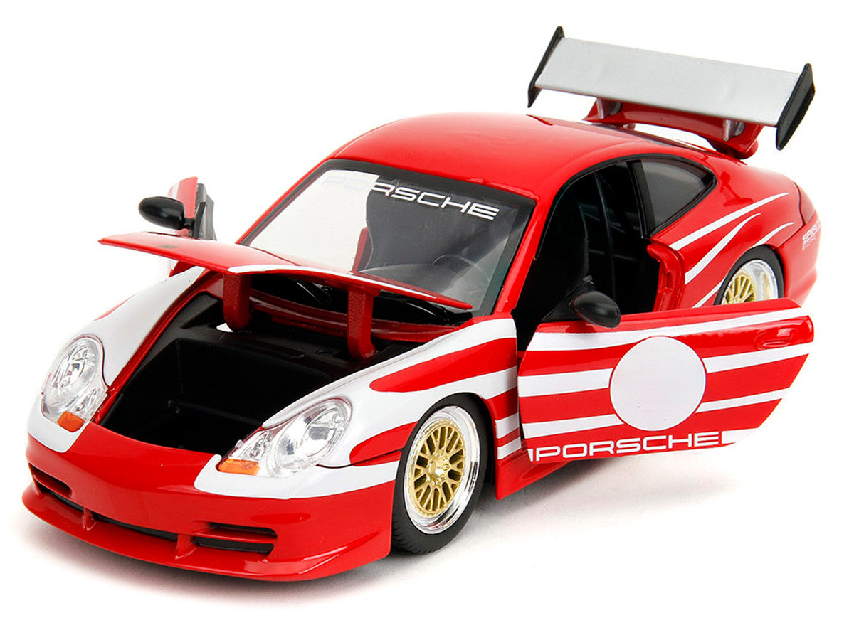 Porsche 911 GT3 (996) Red with White Graphics "Hyper-Spec" Series 1/24 Diecast Model Car by Jada Jada
