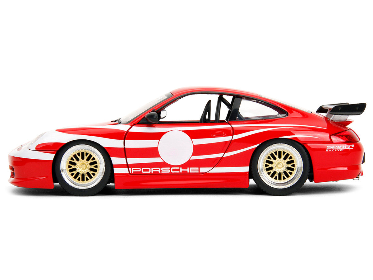 Porsche 911 GT3 (996) Red with White Graphics "Hyper-Spec" Series 1/24 Diecast Model Car by Jada Jada
