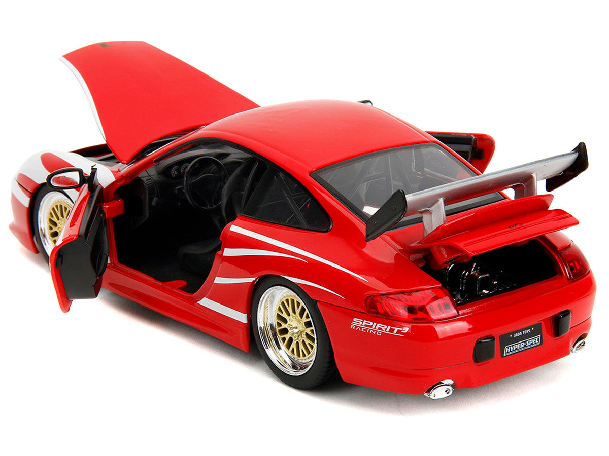 Porsche 911 GT3 (996) Red with White Graphics "Hyper-Spec" Series 1/24 Diecast Model Car by Jada Jada