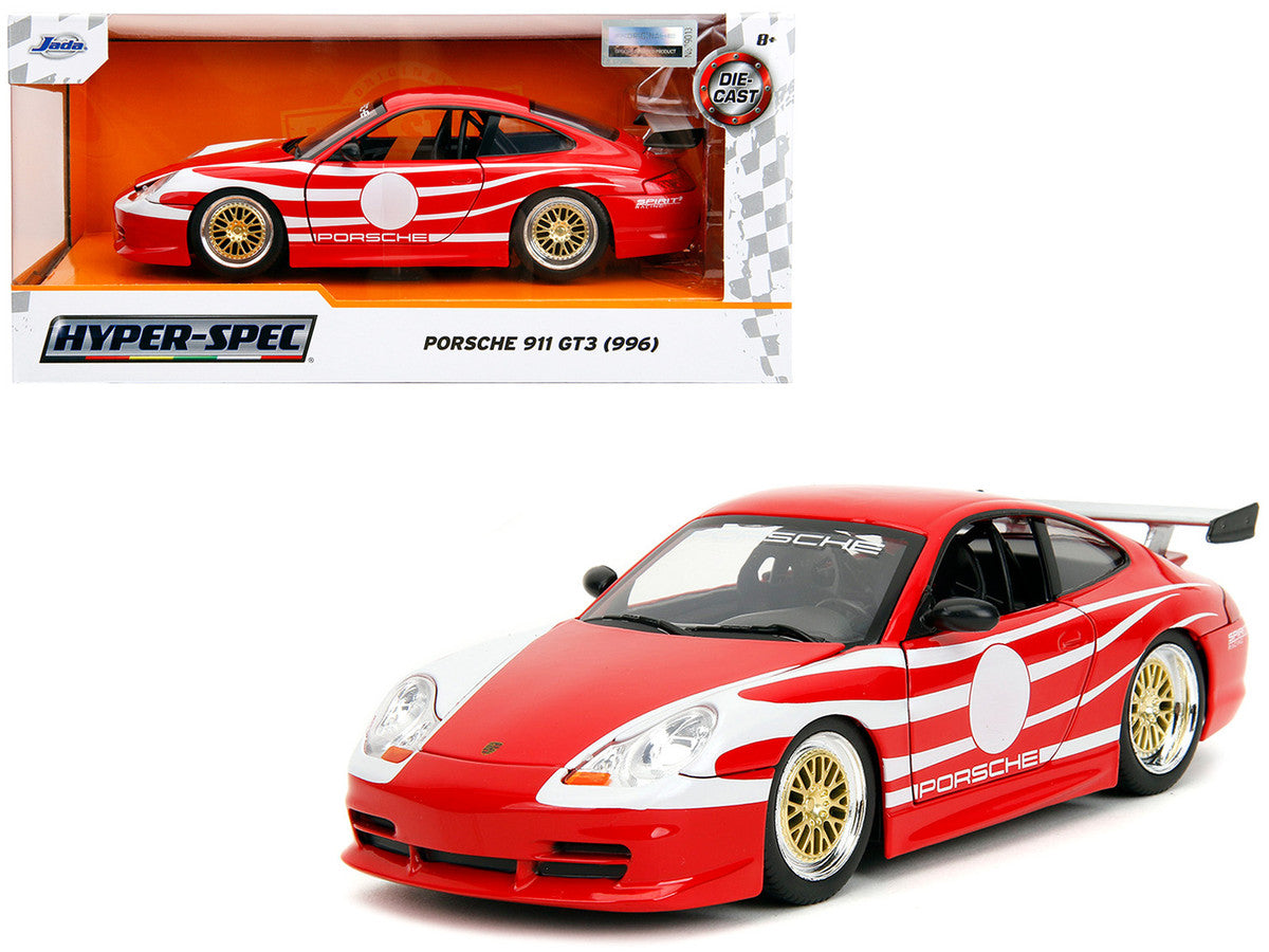 Porsche 911 GT3 (996) Red with White Graphics "Hyper-Spec" Series 1/24 Diecast Model Car by Jada Jada