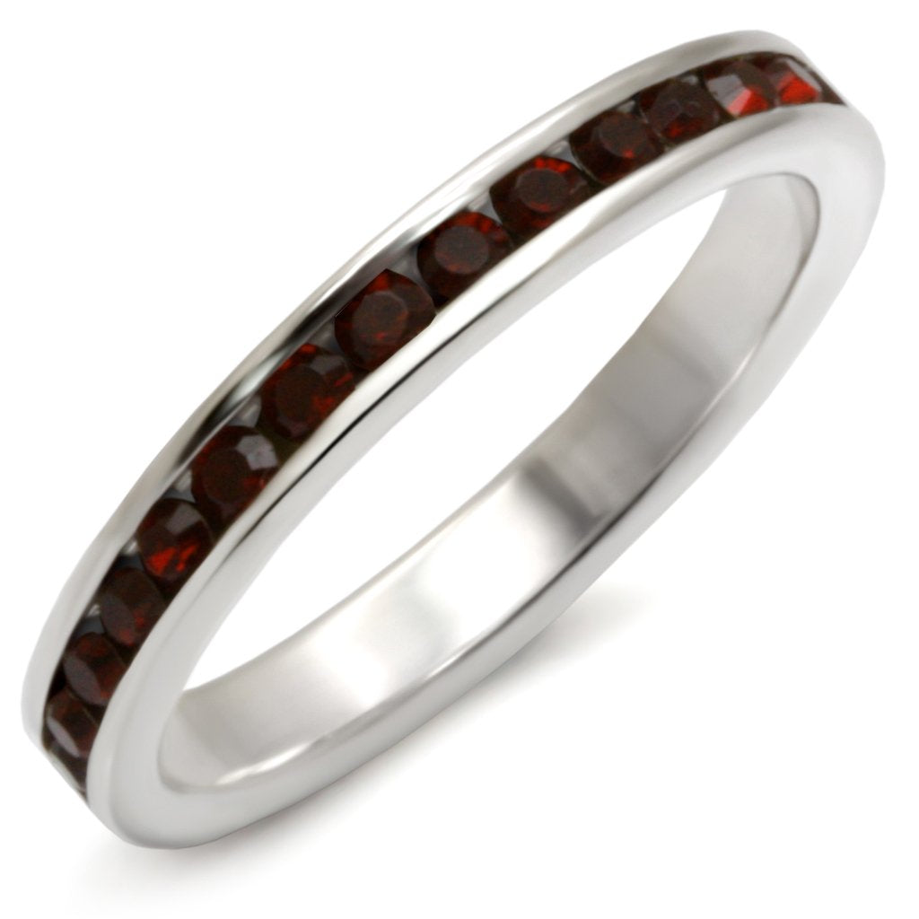 35137 - High-Polished 925 Sterling Silver Ring with Top Grade Crystal  in Garnet Alamode