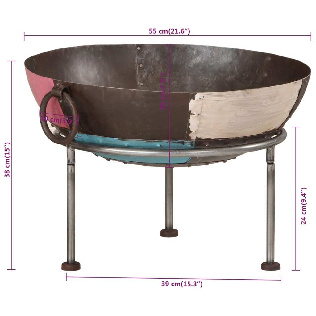 Fire Pit 21.7"x21.7"x15" Iron W2B
