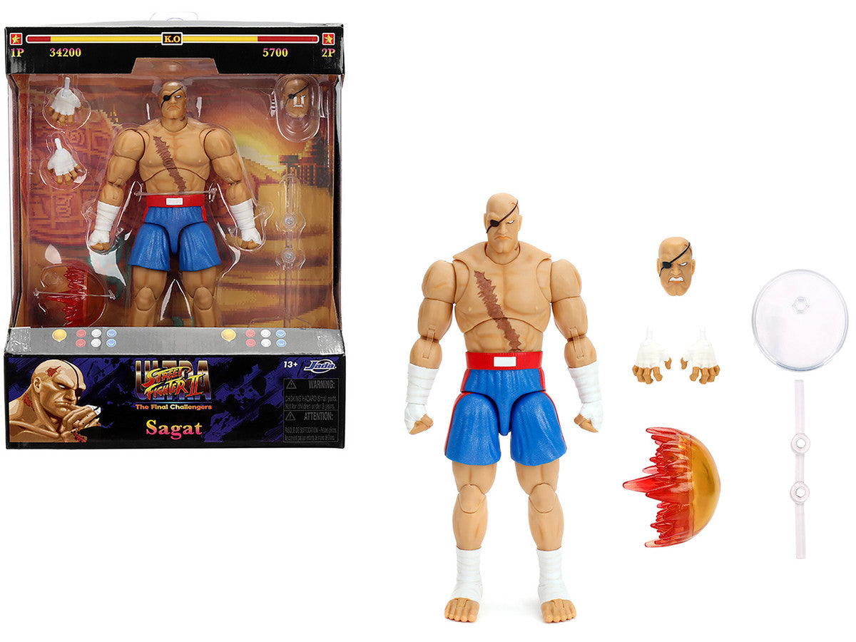 Sagat 7.5" Moveable Figure with Accessories and Alternate Head and Hands "Ultra Street Fighter II: The Final Challengers" (2017) Video Game Model by Jada Jada