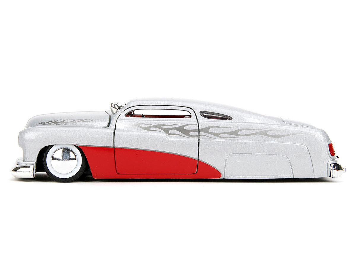 1951 Mercury Silver Metallic and Red with Flame Graphics and Red Interior "Bigtime Muscle" Series 1/24 Diecast Model Car by Jada Jada