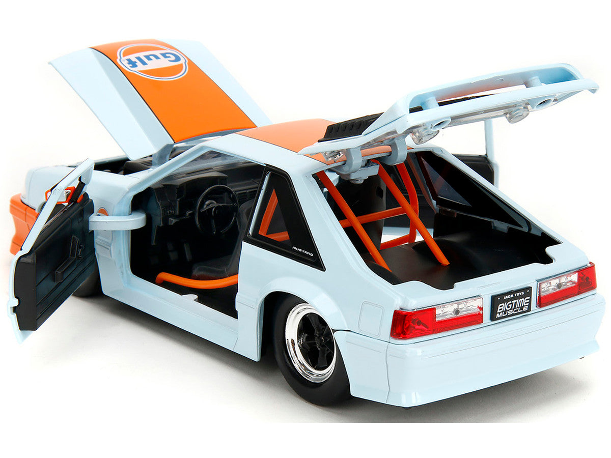 1989 Ford Mustang GT "Gulf Oil" Light Blue with Orange Stripe "Bigtime Muscle" Series 1/24 Diecast Model Car by Jada Jada