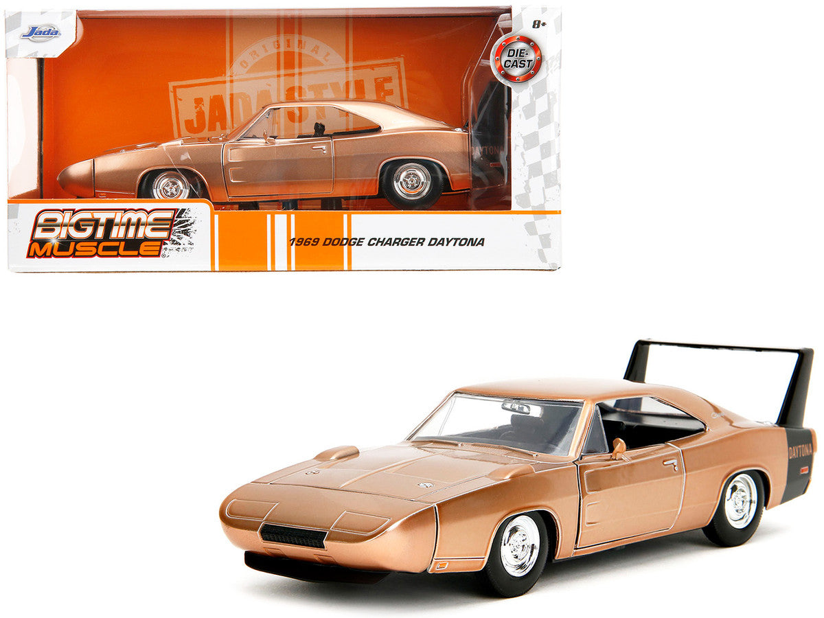 1969 Dodge Charger Daytona Bronze Metallic with Black Tail Stripe "Bigtime Muscle" Series 1/24 Diecast Model Car by Jada Jada